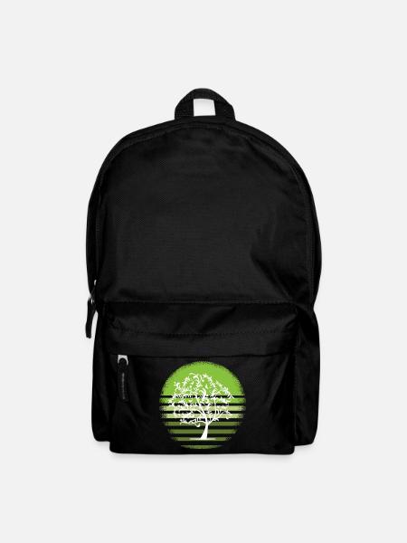 Nature arbre blanc retro feuillus coucher de soleil D - Sac à dos - noir