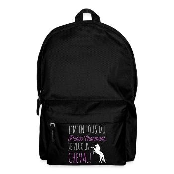 Je veux juste un cheval humour équitation cadeau - Sac à dos - noir - Devant
