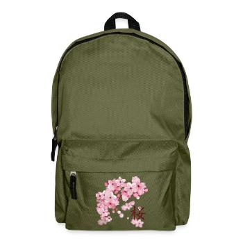 Japanese Cherry Blossoms - Sakura - Backpack - olive green - Front