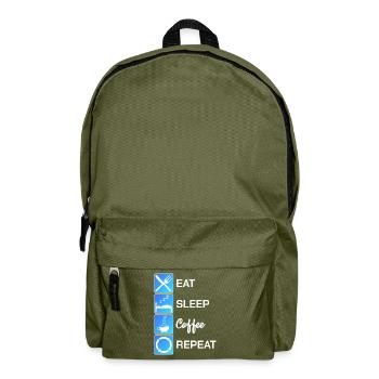 Eal Sleep Coffee Repeat Caffeine Addict Coffee - Rucksack - Olivgrün - Vorne