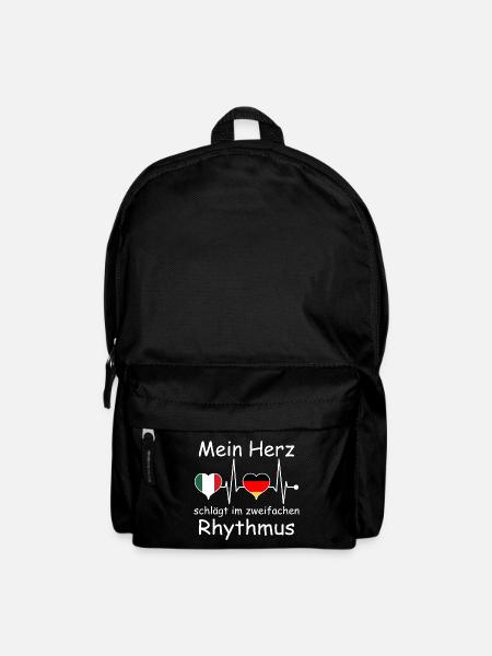 Mexiko Deutschland Flagge Herz Fahne Herzschlag - Rucksack - Schwarz