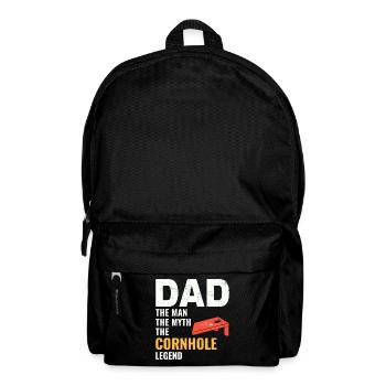Cornhole Dad Bean Bag Toss Lawn Game Fathers day - Backpack - black - Front