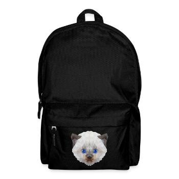 Weiße Katze miaut - süßes Motiv im Polygonstyle - Rucksack - Schwarz - Vorne