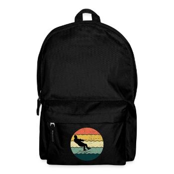 Barfuß Skifahren Wassersport Vintage Retro Sonnenuntergang - Rucksack - Schwarz - Vorne