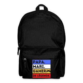 Papa gamer humour gaming cadeau fête des pères - Sac à dos - noir - Devant