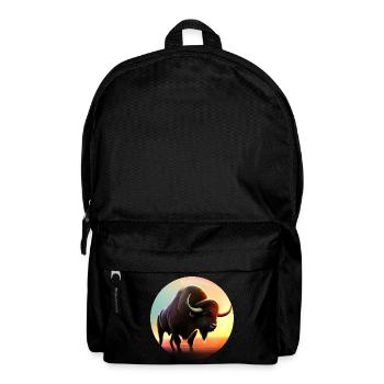 Vache, Buffle, Taureau, Bison au coucher du soleil - Nat - Sac à dos - noir - Devant