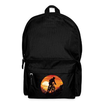 MTB Downhill Cyclist Silhouette, - Backpack - black - Front