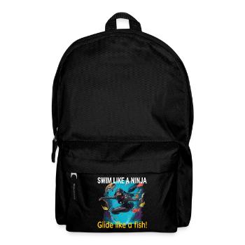 Schwimmen Sie wie ein Ninja, gleiten Sie wie ein Fisch! - Rucksack - Schwarz - Vorne