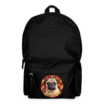 Pug dog in polygon style with autumn foliage design - Backpack - black - Front