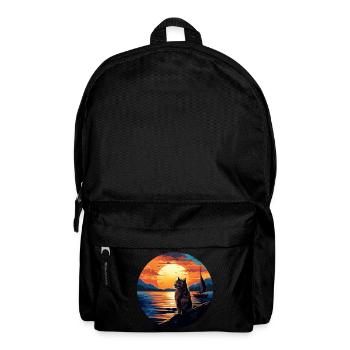 Cat sails on a sailboat into the - Backpack - black - Front
