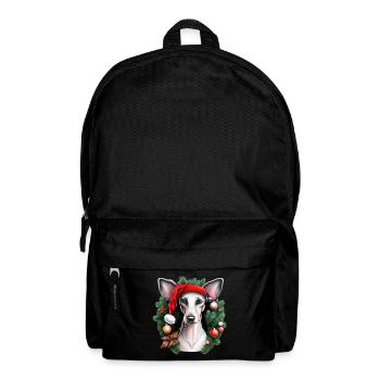 Whippet-Hund mit Weihnachtsmannmütze - Rucksack - Schwarz - Vorne