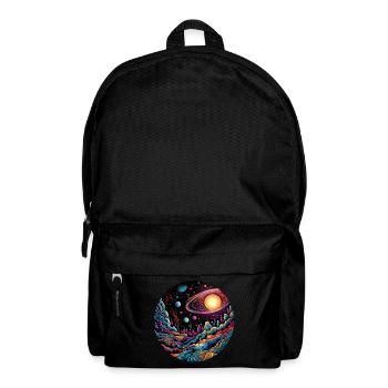 Surrealist space artwork with planets - Backpack - black - Front