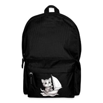 Segelnde Katze auf Jolle - Rucksack - Schwarz - Vorne