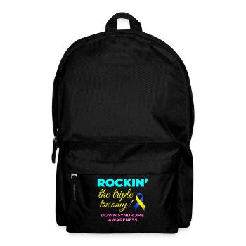 Down Syndrome Awareness Triple Trisomy Rock - Backpack - black - Front