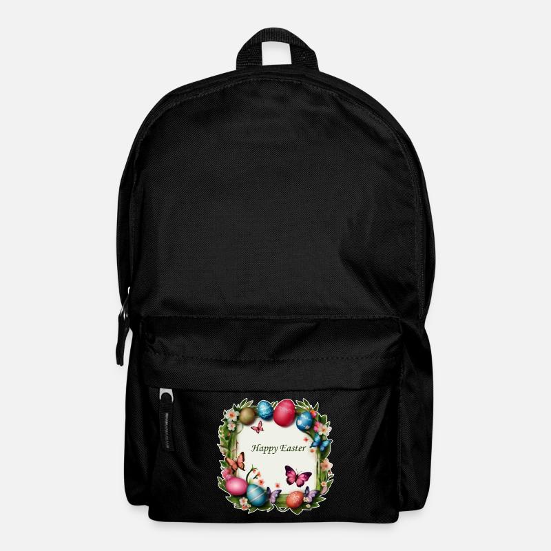 Easter Wreath - Happy Easter - Backpack - black