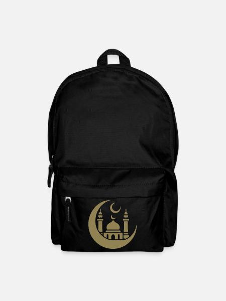 Silhouette de mosquée avec croissant de lune : Art islamique - Sac à dos - noir