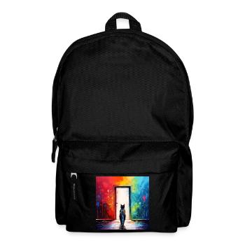 Eine Katze vor einer Tür aus Glas - Rucksack - Schwarz - Vorne