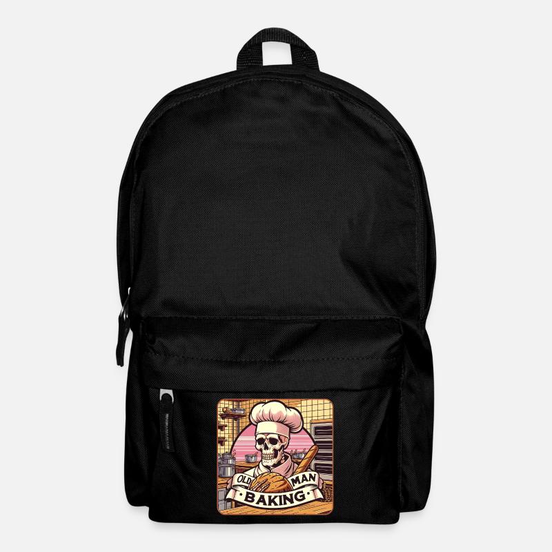 Old Man Baking Skull mit Bäckermütze mit Brot - Rucksack - Schwarz