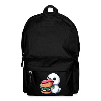 Duck Swan Burger Whimsical Chibi Fast Food - Backpack - black - Front