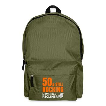 50 Still Rocking Recliner Funny Birthday - Backpack - olive green - Front
