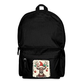Renne avec boules de Noël et chapeau - Sac à dos - noir - Devant