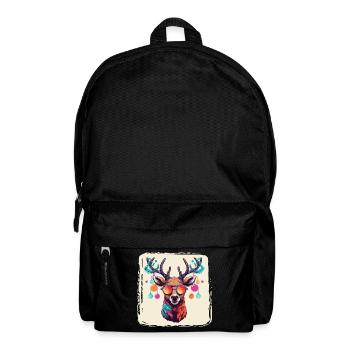 Reindeer with Christmas baubles and hat - Backpack - black - Front