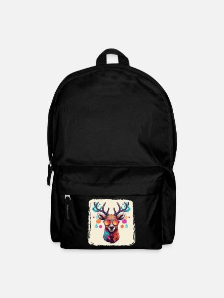 Rentier mit Weihnachtskugeln und Mütze - Rucksack - Schwarz