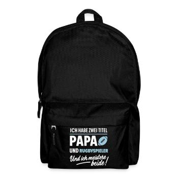 Papa und Rugbyspieler Vatertagsdesign - Rucksack - Schwarz - Vorne
