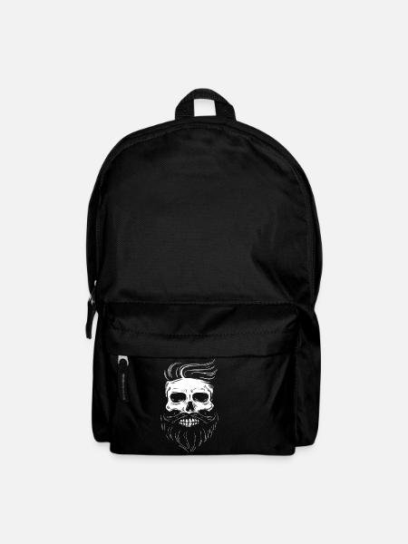 Crâne de hipster avec des cheveux hipster et moustache - Sac à dos - noir