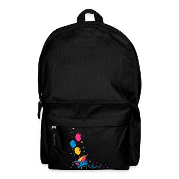 Carnival hat with balloons, streamer and confetti. - Backpack - black - Front