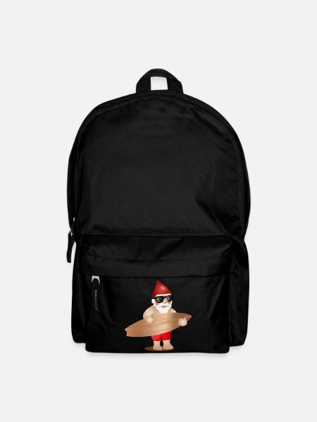 Nain de jardin cool avec lunettes de soleil et planche de surf - Sac à dos - noir