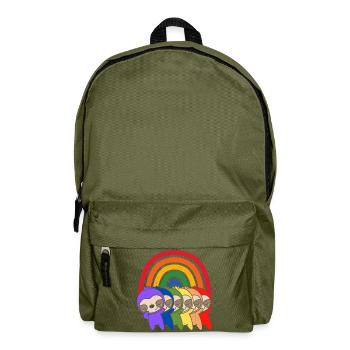 Colorful rainbow sloths - Backpack - olive green - Front