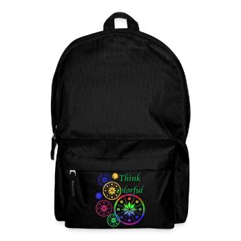 Star Blossoms with Saying Think colorful - Backpack - black - Front