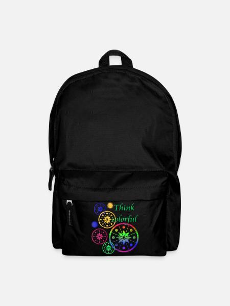 Sternblüten mit Spruch Think colorful - Rucksack - Schwarz