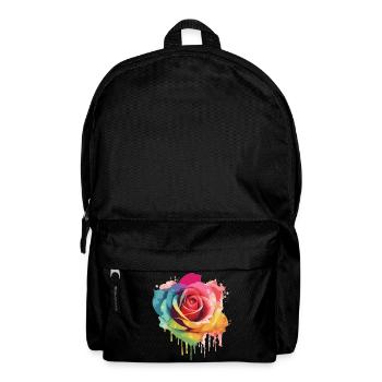 Rainbow Watercolor Rose - Backpack - black - Front