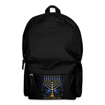goldfarbener Hanukkah Leuchter mit zwei Tauben - Rucksack - Schwarz - Vorne