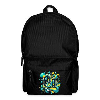 30 ans anniversaire rétro futuriste 3D bleu jaune - Sac à dos - noir - Devant