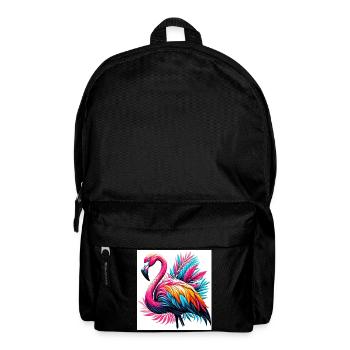 Rosa Flamingo - Rucksack - Schwarz - Vorne