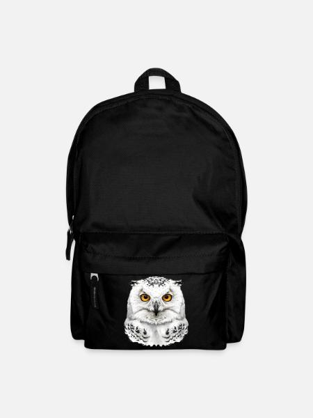 Schneeeulen-Kopf - Rucksack - Schwarz