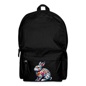 Hase mit Blumen geschmückt - Rucksack - Schwarz - Vorne