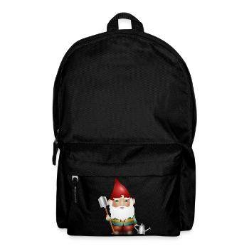 Nain de jardin avec arrosoir et bêche dans le jardin - Sac à dos - noir - Devant