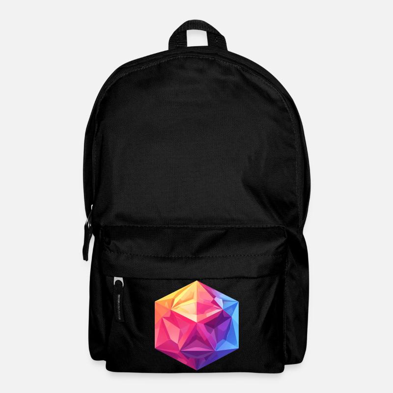 Geometric D20 Cube – Colorful RPG Design - Backpack - black