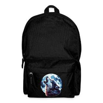 Wolf heult den Vollmond an - Rucksack - Schwarz - Vorne