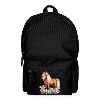 Pferd auf Wiese - Rucksack - Schwarz - Vorne