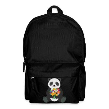 Panda with Bouquet of Flowers – Loving Animal Motif - Backpack - black - Front