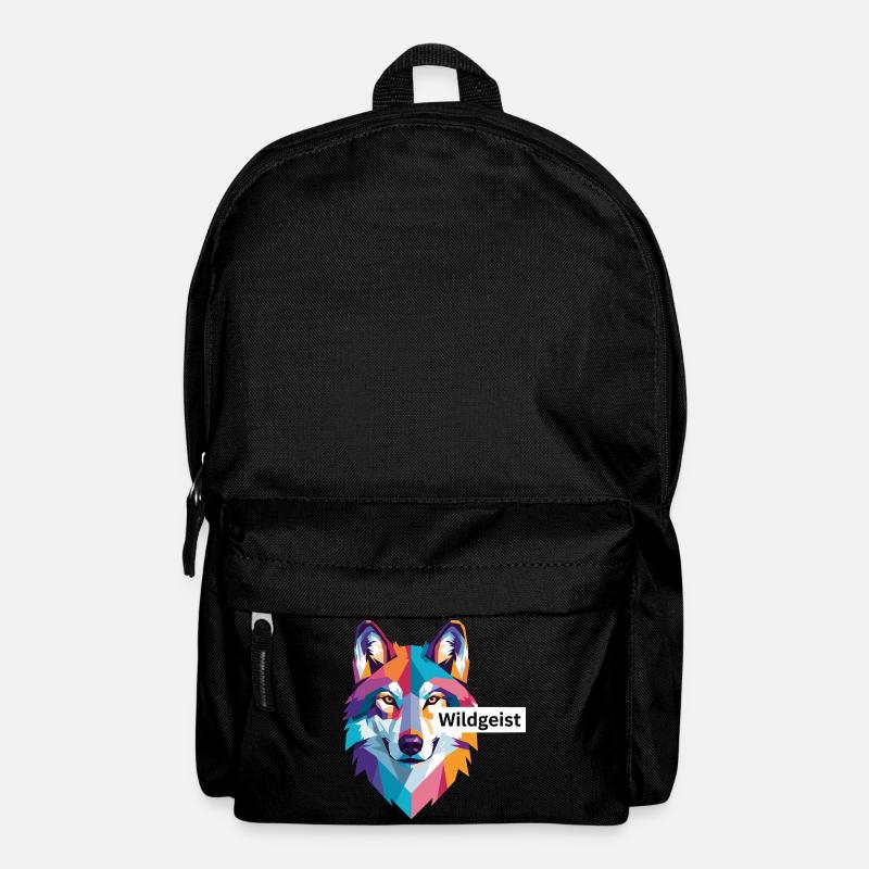 Tête de loup colorée « Wild Spirit » - Sac à dos - noir
