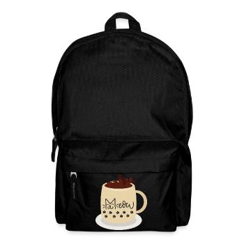 Cat Face Mug with Paw Prints - Backpack - black - Front