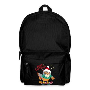 Christmas Owl on Skateboard - Backpack - black - Front