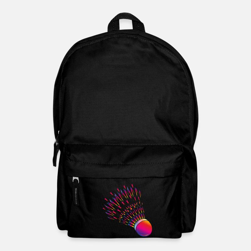 Bunter Federball – dynamisches Badminton Motiv - Rucksack - Schwarz
