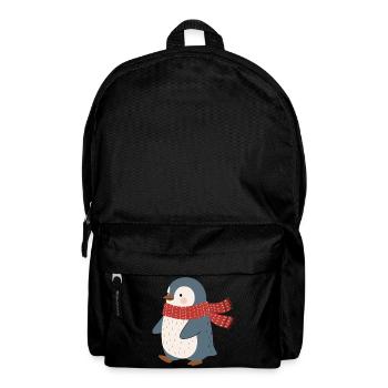 Pinguin mit roter Winterschal - Rucksack - Schwarz - Vorne
